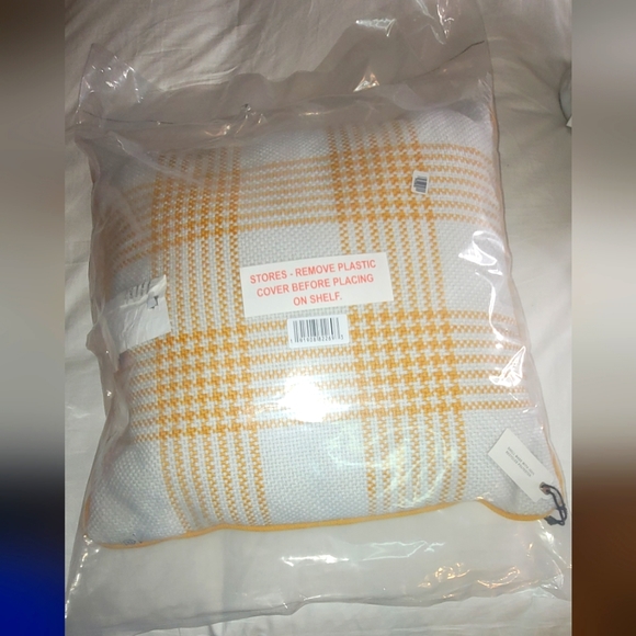 Hearth & Hand Mustard/White Plaid Square 18" Square Indoor/Outdoor Throw Pillow - Picture 5 of 6